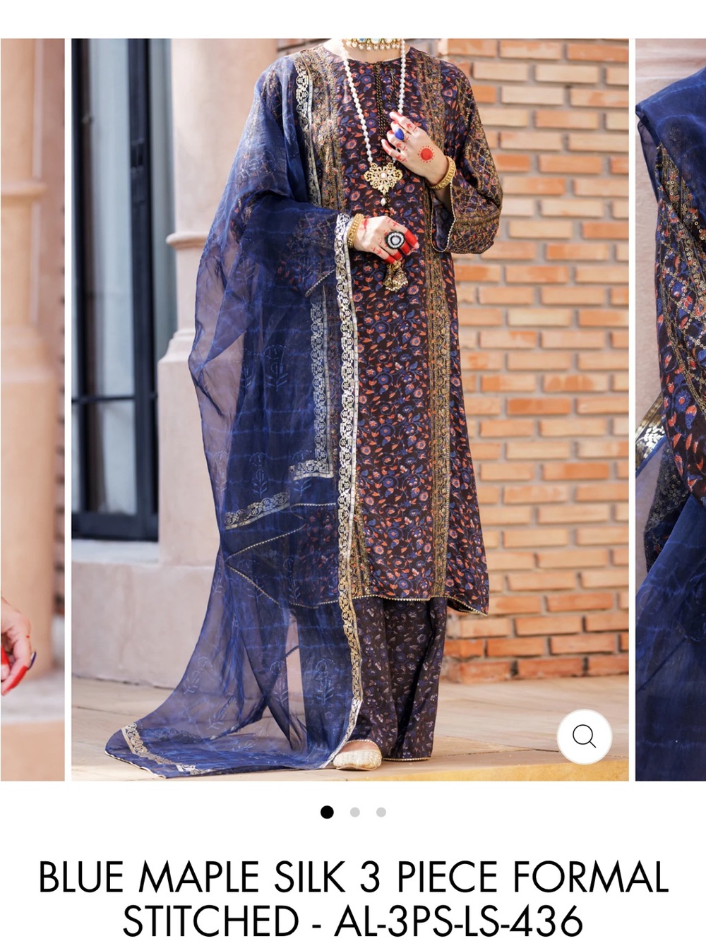 Blue Embroidered 3-Piece Women's Dress Set